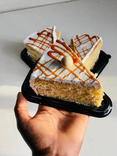 Slice of celebration cake